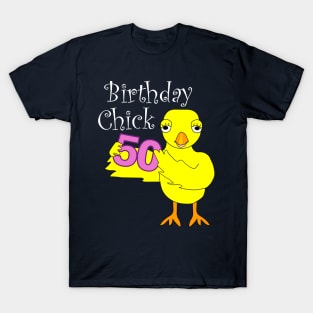 50th Birthday Chick White Text T-Shirt